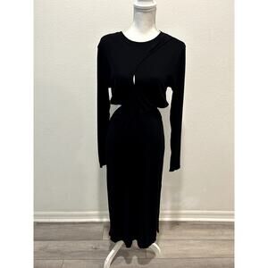 Halara Womens Long Sleeve Dress Black Size XL Viscose Blend Sexy Cutout Ribbed